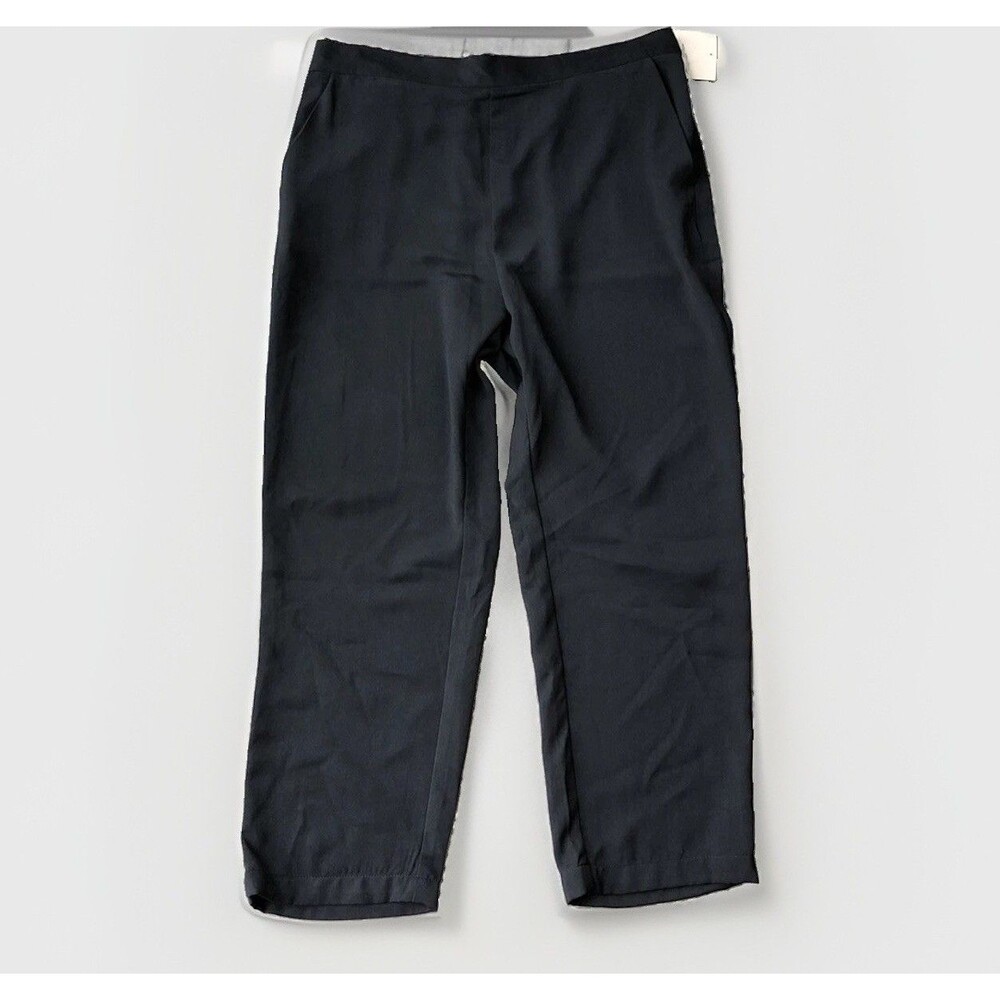 14th & Union Black Cropped Pull On Pants L NWT Elastic Waist Pockets